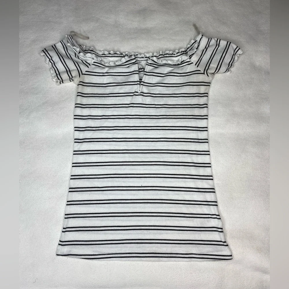 Aeropostale Striped V-Wire Off-The-Shoulder Top XS - Picture 3 of 4